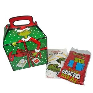 McDonalds Grinch Happy Meal Box Socks Sealed Surprise Fries Bag Unused Christmas